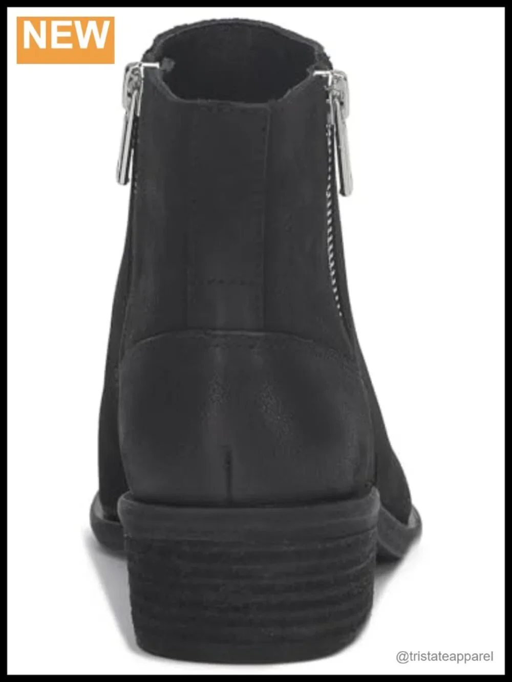 Women's Nubuck Leather Ankle Bootie Boots with Stacked Heel Almond Toe Zip